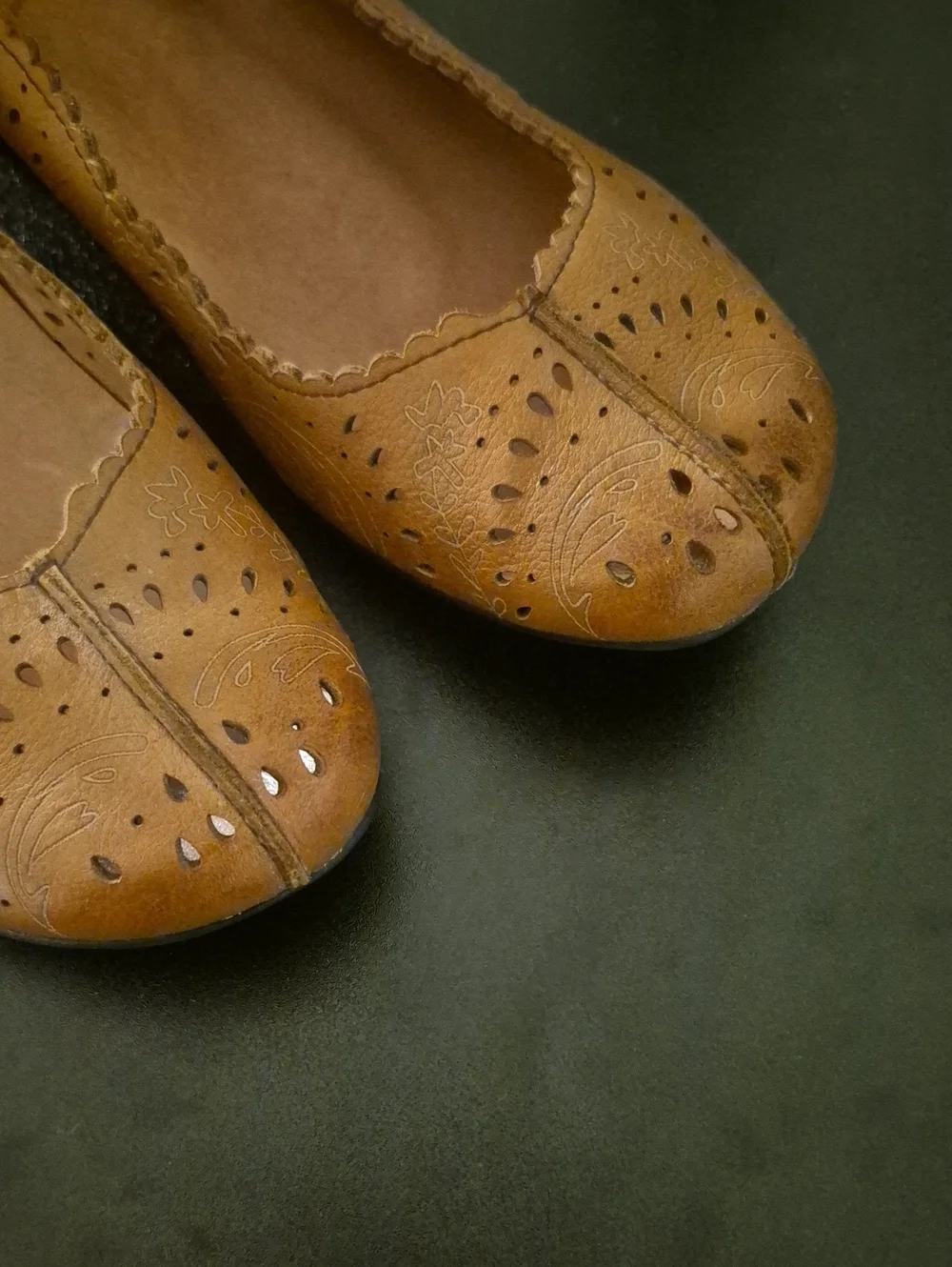 Tan Leather Mary Jane Small Heeled Comfort Shoes